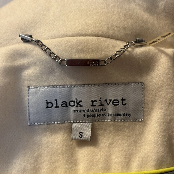Black Rivet Double-breasted Cream Wool Blend Coat Sz S - Picture 14 of 14